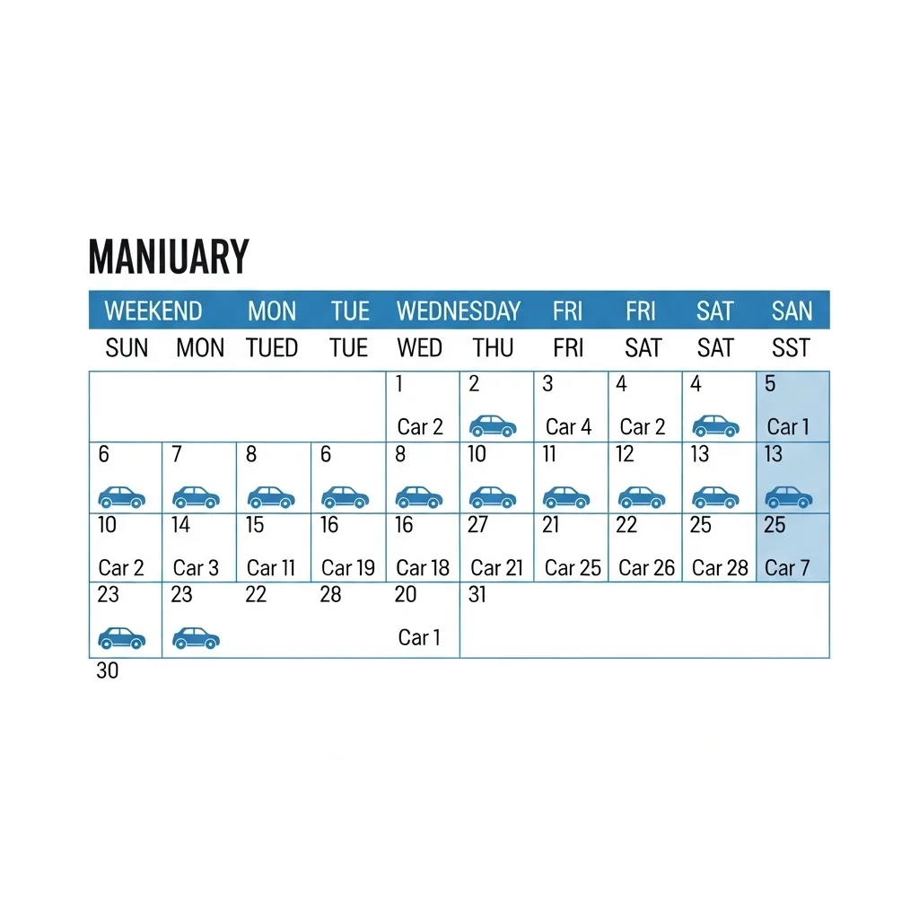 한눈에 보는 요일별 운행 제한 시간표 (월~금)