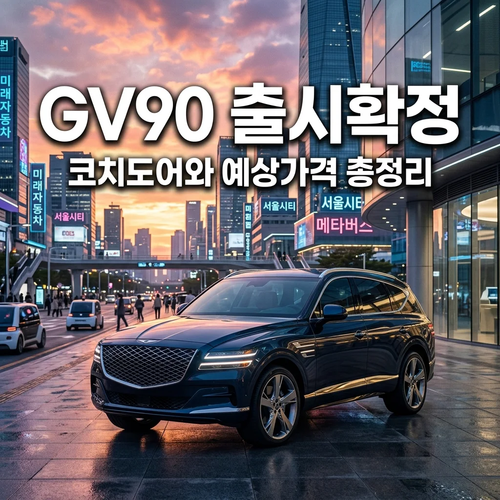 제네시스 GV90 2026년 출시 확정? 코치도어 품은 역대급 초대형 전기 SUV 예상도 총정리