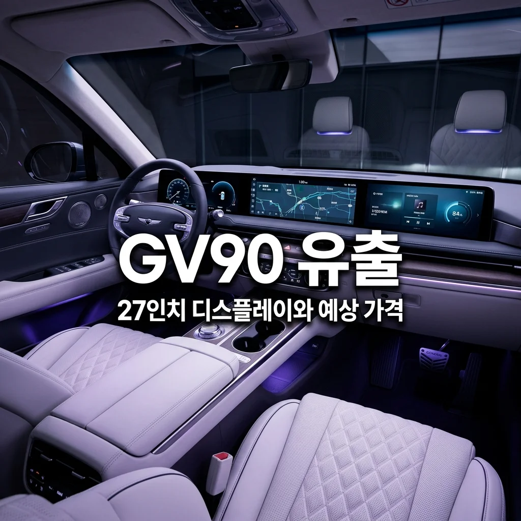제네시스 GV90 실내 27인치 유출! 예상 가격과 사전계약 사양 총정리