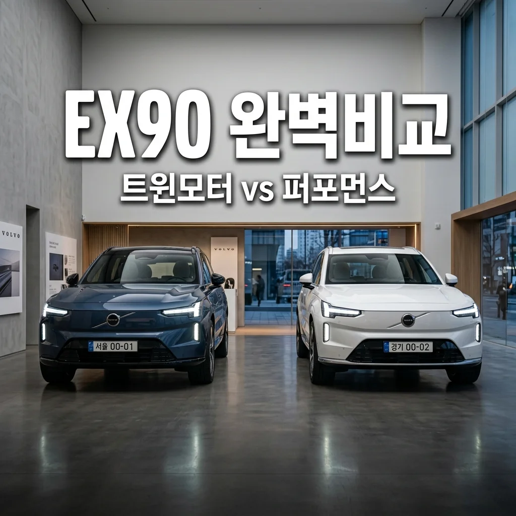 볼보 EX90 트윈 모터 vs 퍼포먼스 차이점 완벽 비교 가이드 (가격/제원/추천)