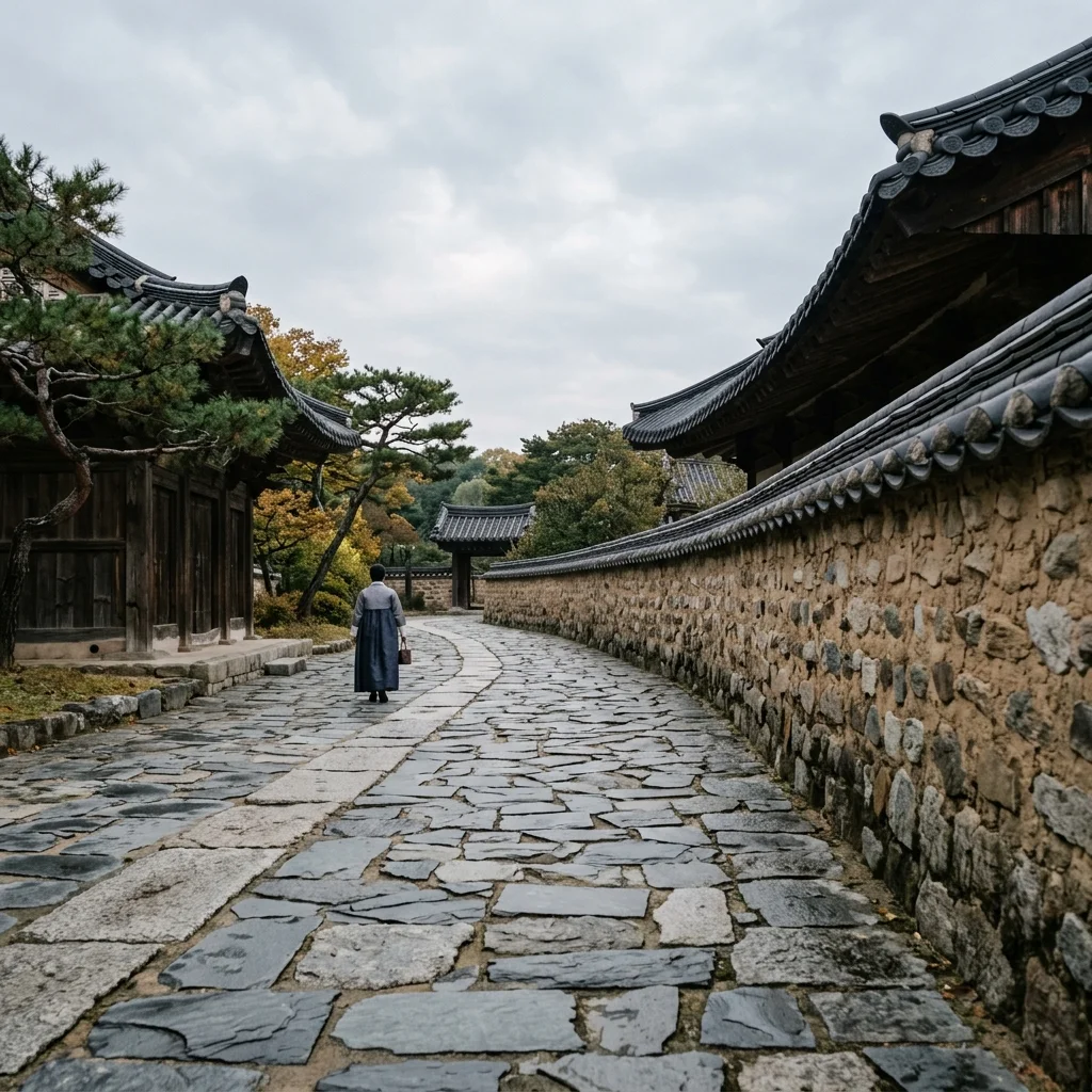 전주한옥마을 경기전 돌담길 미장센 분석: 전통 미학의 안정감